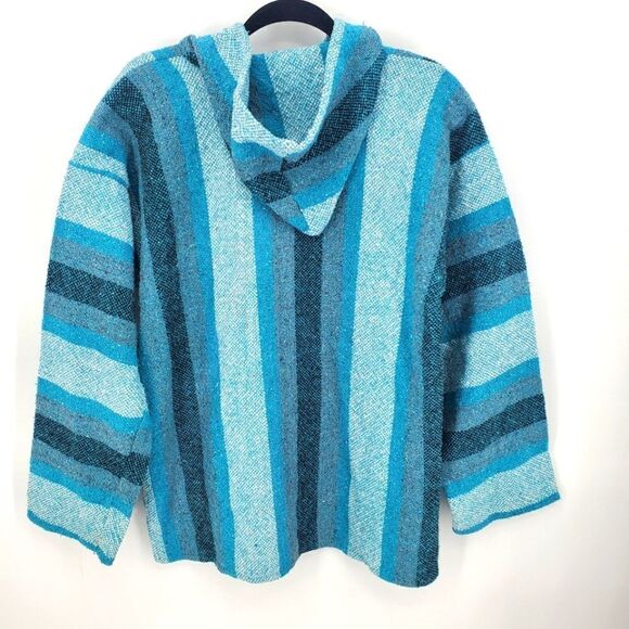 Senors Q Inc. Original Baja Mexican Pullover Hoodie In Aqua Blues - Picture 6 of 6